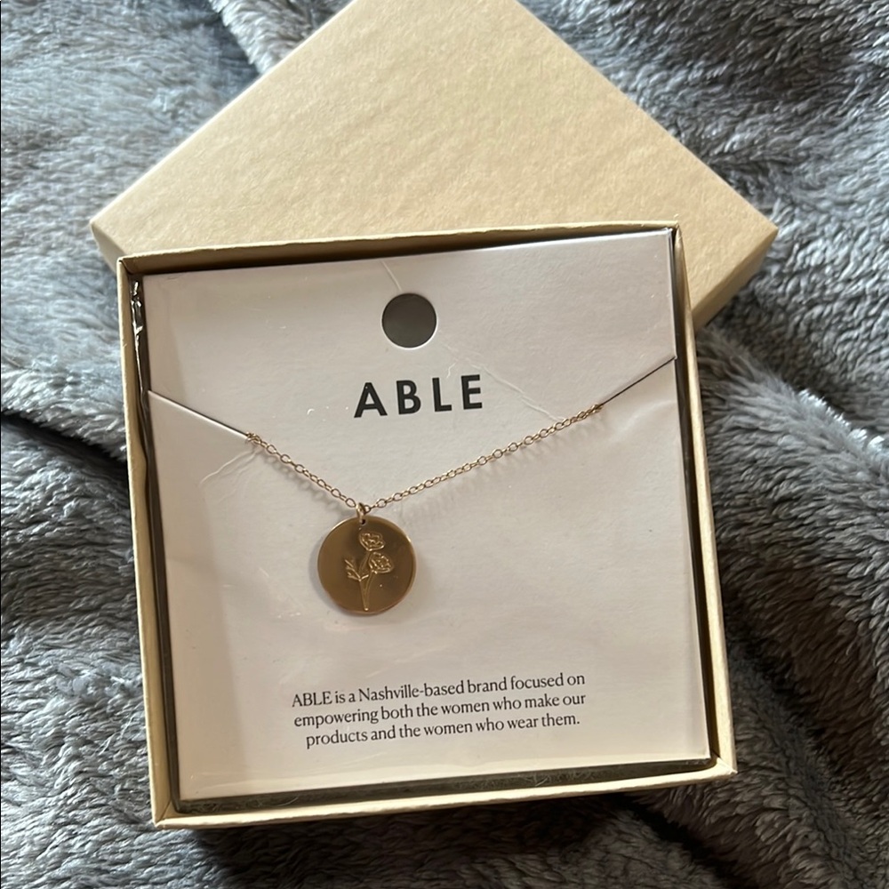 Able Gold Minimalist Necklace - bloom birth necklace - poppy - 20in chain